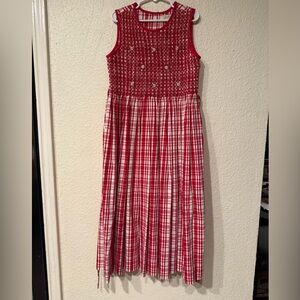 Copper Key Red and White Halter Pleated Sundress 100% Cotton 🌺Pre Owned🌺